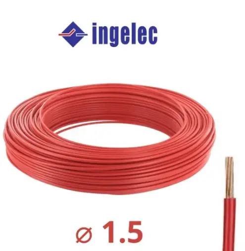 Cable isole rigide 1.5 rouge R/100m INGELEC