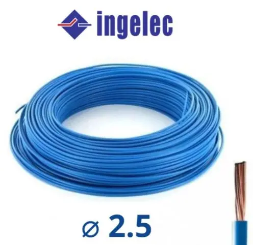 Cable isole rigide 2.5 bleu R/100m INGELEC