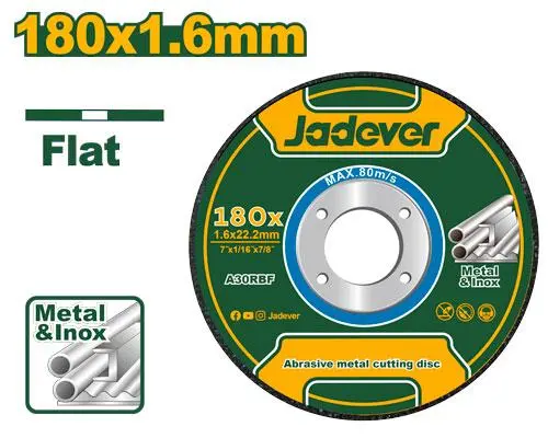 Disque tronconneuse metal/inox 180x1.6x22.2 JADEVER