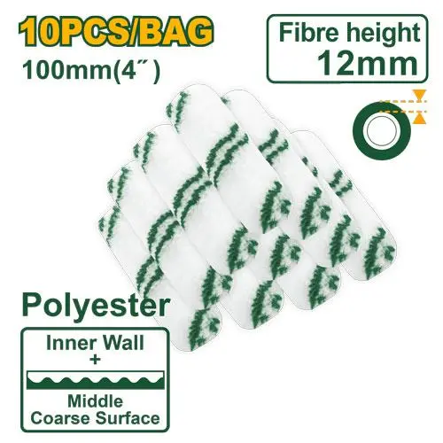 Rouleau a peindre 4" rechange 10pcs (manchon) blanc raye vert JADEVER