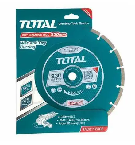 Disque diamant segmente 230x22mm (9") TOTAL