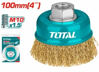Brosse torsadee en laiton pour meuleuse 100mm4" 8500rpm TOTAL 