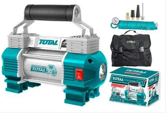 Compresseur d'air bi cylindre 12V 8bar 45l/mn TOTAL