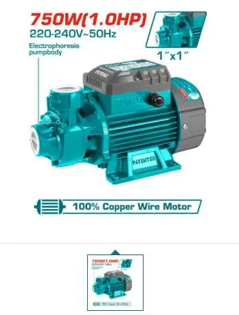 Pompe a eau electrique 750W debit 50L/min H50m TOTAL 