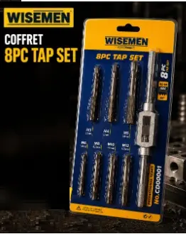Filiere a filetage 8pces M3-M4-M5-M6-M8-M10-M12 WISEMEN