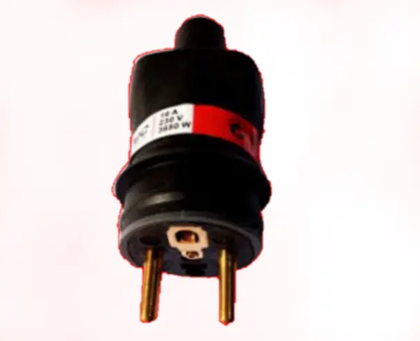 Fiche male noir 16A 230V 3680W QUALITEC