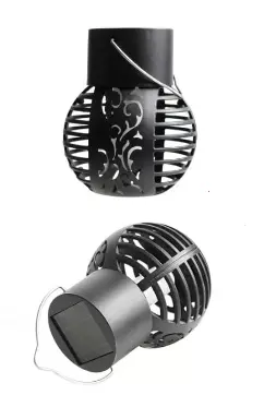 Lampe de jardin solaire a crocher noir