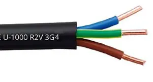 Cable U1000R2V 3G4 rigide noir 1metre 