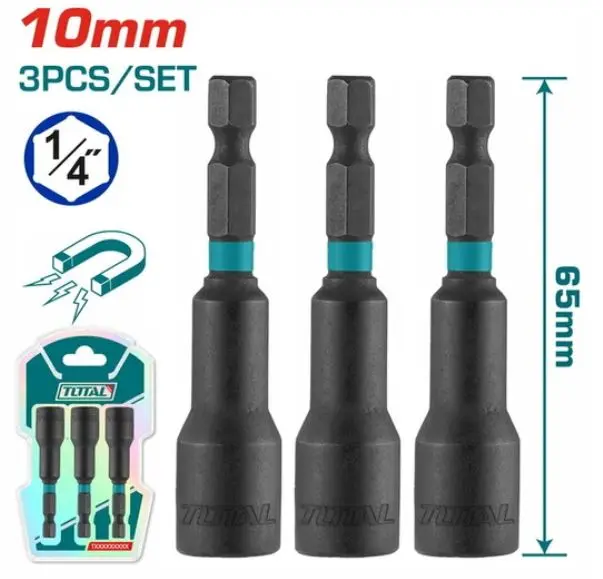 Douille magnetique 10mm serie de 3pcs TOTAL