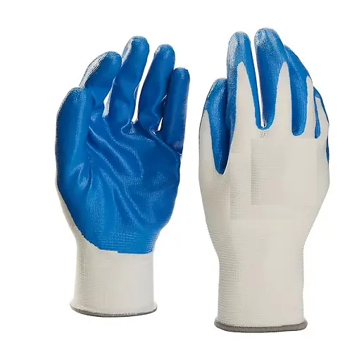 Gant coton revet/caoutchouc nitrile/polyester bleu