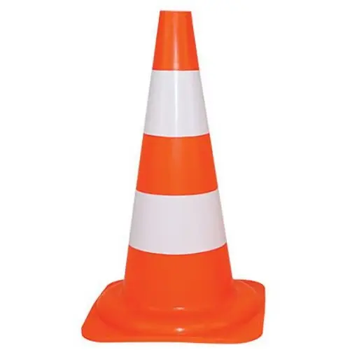 Cone de chantier rouge tampon noir 75cm
