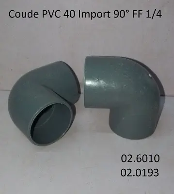 Coude PVC 40 Import 90° FF 1/4