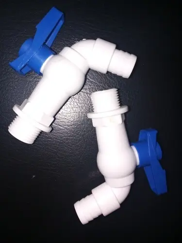 Robinet 15x21 1/4tour plastique Bleu/Blanc