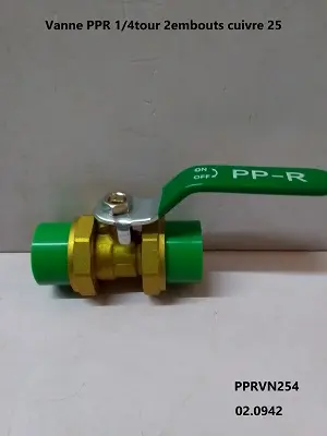 Vanne PPR 1/4tour 2embouts cuivre 25