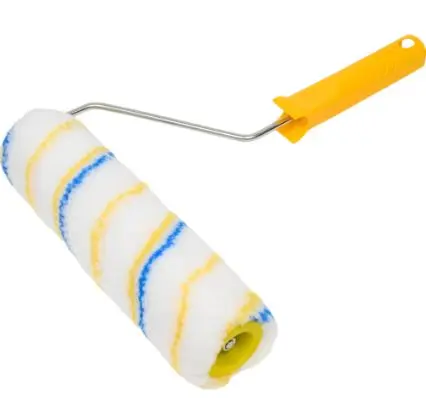Rouleau a peindre 7" rayé jaune-bleu manche orange