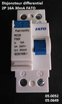 Disjoncteur differentiel 2P 16A 30mA FATO