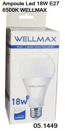 Ampoule Led 18W E27 6500K WELLMAX