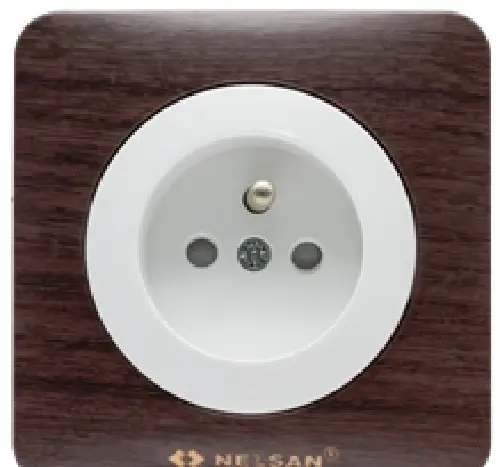 Prise ENC 2P+T marron/blanc NELSAN