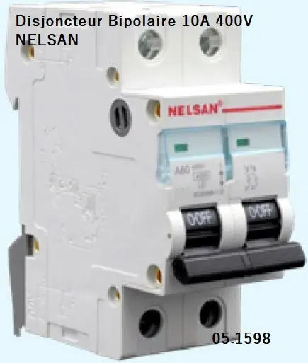Disjoncteur Bipolaire 10A 400V NELSAN