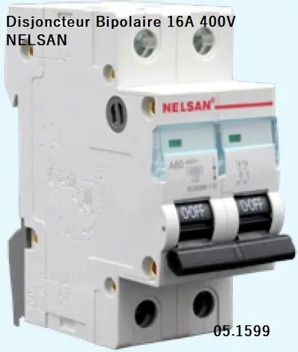 Disjoncteur Bipolaire 16A 400V NELSAN