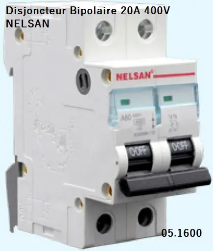 Disjoncteur Bipolaire 20A 400V NELSAN