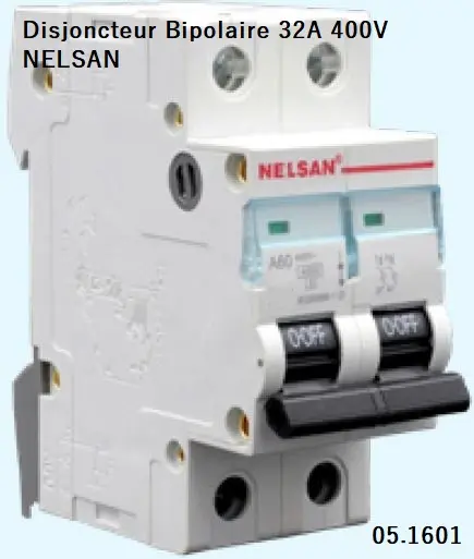 Disjoncteur Bipolaire 32A 400V NELSAN