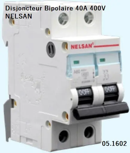 Disjoncteur Bipolaire 40A 400V NELSAN