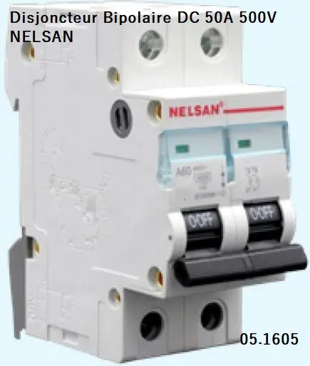 Disjoncteur Bipolaire DC 50A 500V NELSAN