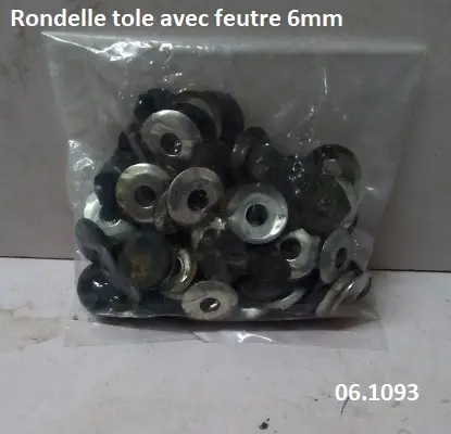 Rondelle tole avec feutre 6mm-65pcs