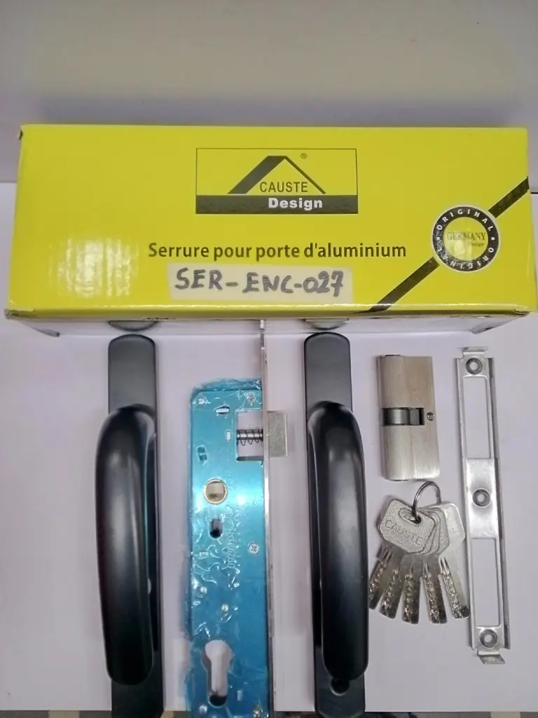 Serrure porte alu noir CAUSTE 