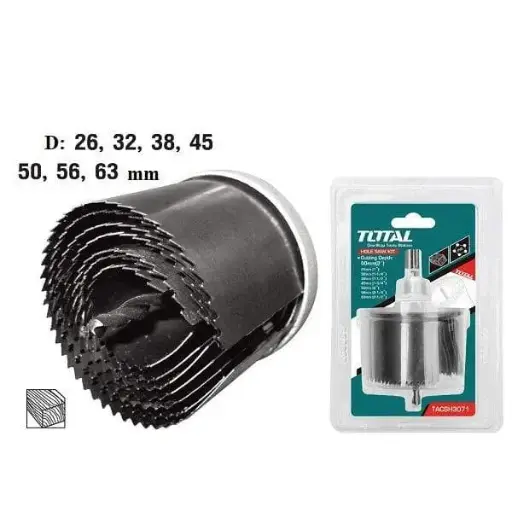 [TACSH3071] Scie a cloche 7pcs pour bois-PVC-D.26 a 63mm TOTAL