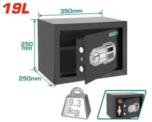 [TESF2501] Coffre de securite electronique 8chiffres 19l 250x350x250 TOTAL 