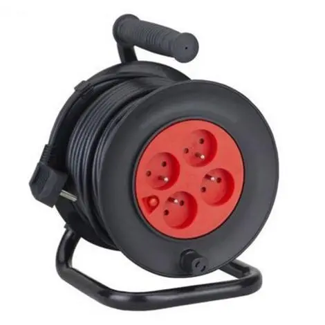 [05.1376] Rallonge enrouleur H05VV-F3 3G1.5 25m noir et rouge PRO ELEK