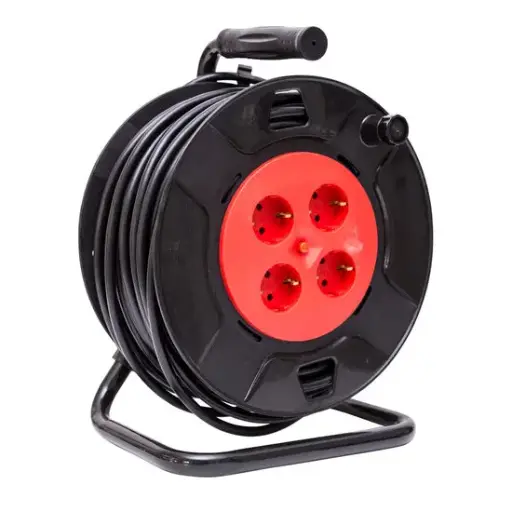 [05.1394] Rallonge enrouleur H05VV-F 3G1.5 15m noir et rouge PRO ELEK